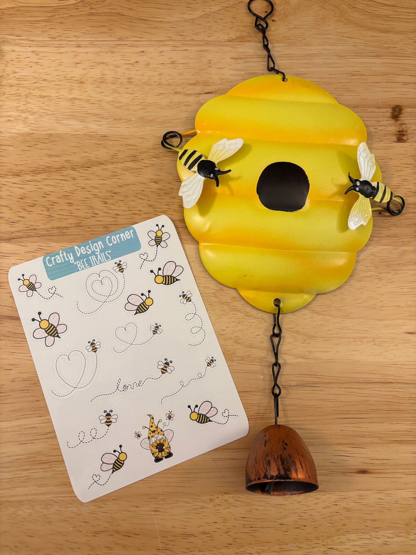 Bee Hive with bell and Sticker Sheet bundle