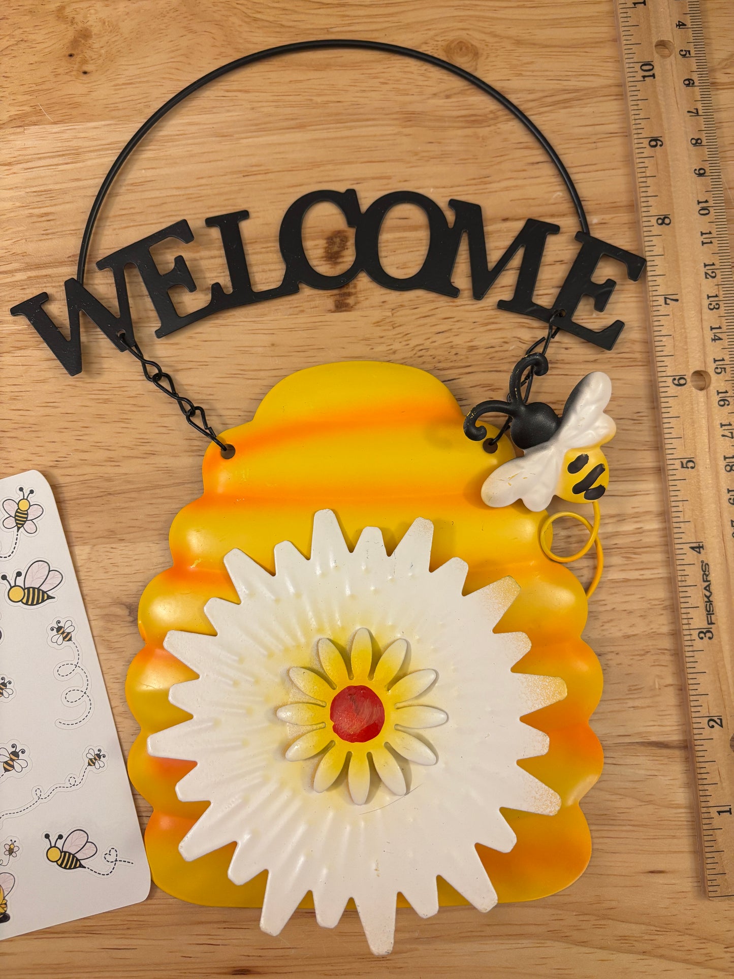 Welcome Bee Hive sign with Sticker Sheet bundle