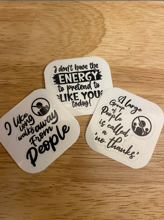 Introvert Stickers Bundle of 3 Stickers, Anti People Stickers Bundle, Laptop stickers, Don't care for people stickers