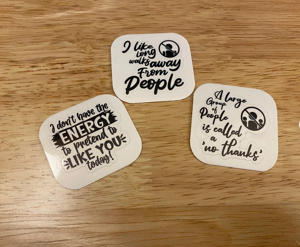 Introvert Stickers Bundle of 3 Stickers, Anti People Stickers Bundle, Laptop stickers, Don't care for people stickers