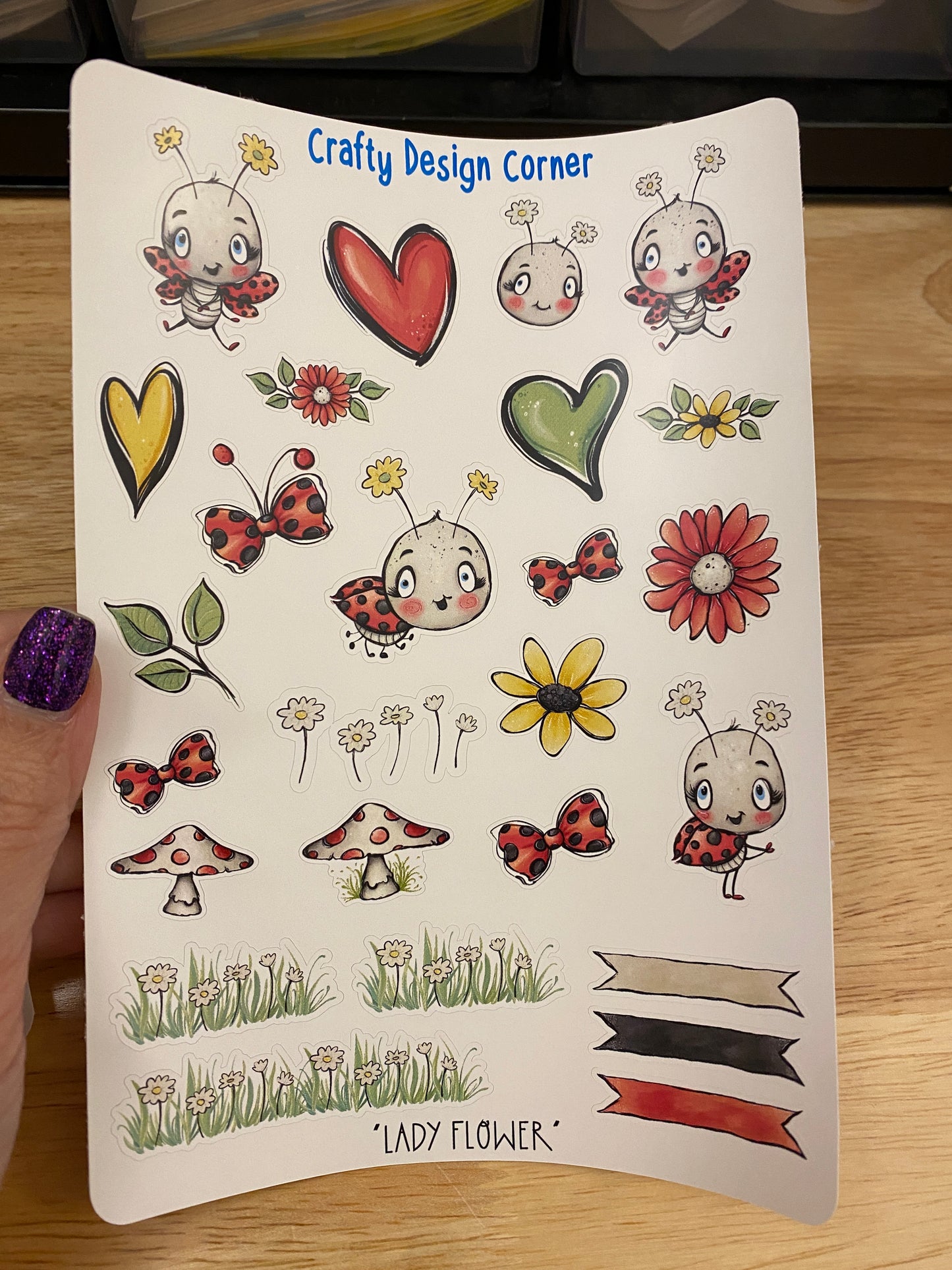 2 sheets of Lady Bug Stickers, ladybug stickers with flowers