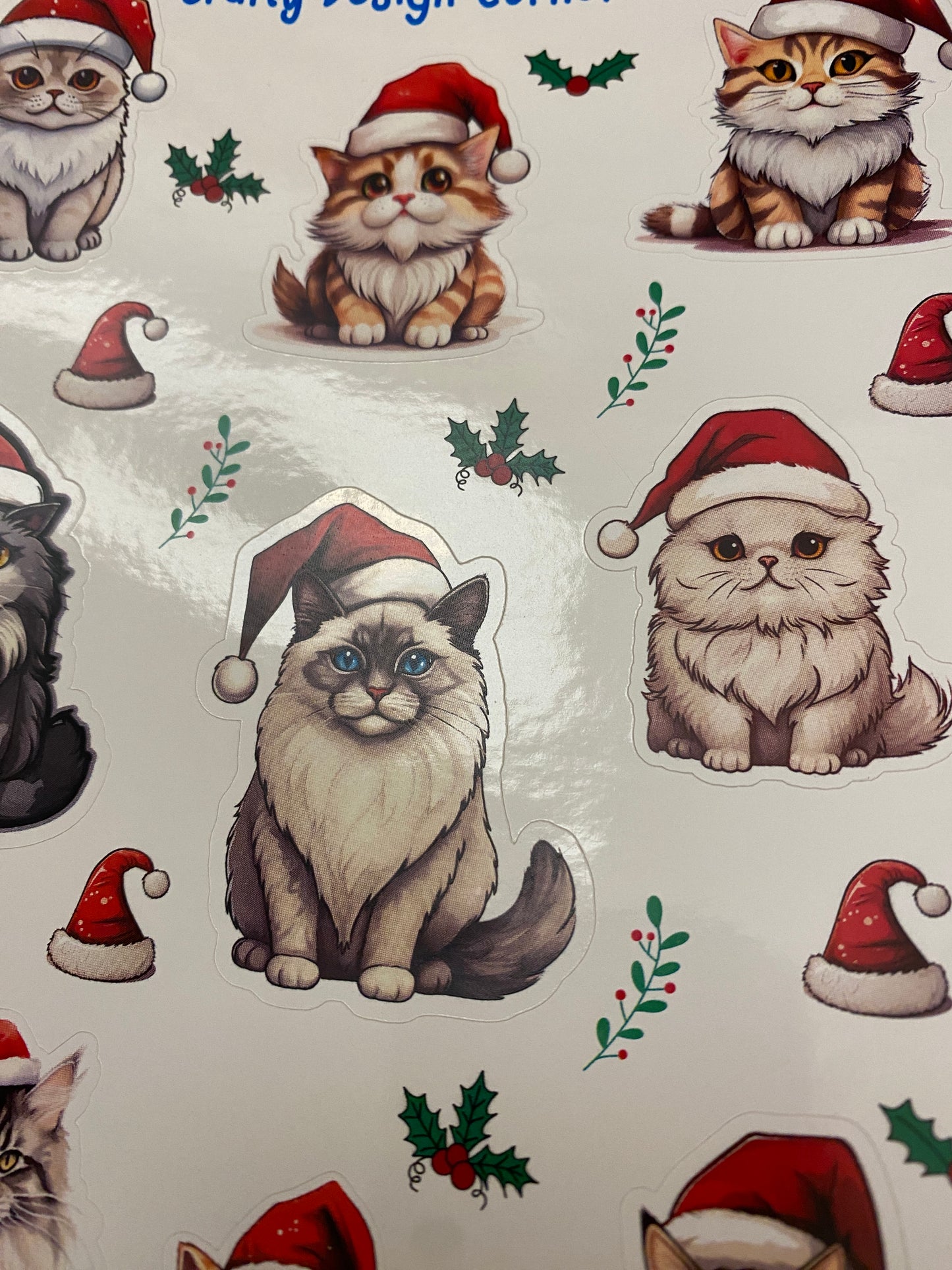 2 sheets Santa kitties sticker, Santa cats Sticker Sheet, cat Sticker Sheet, Christmas Kitties, Christmas Cat Stickers, Cat with Santa hat