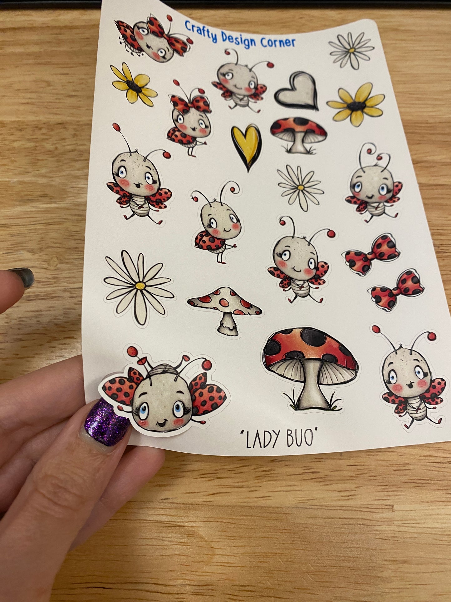 2 sheets of Lady Bug Stickers, ladybug stickers with flowers