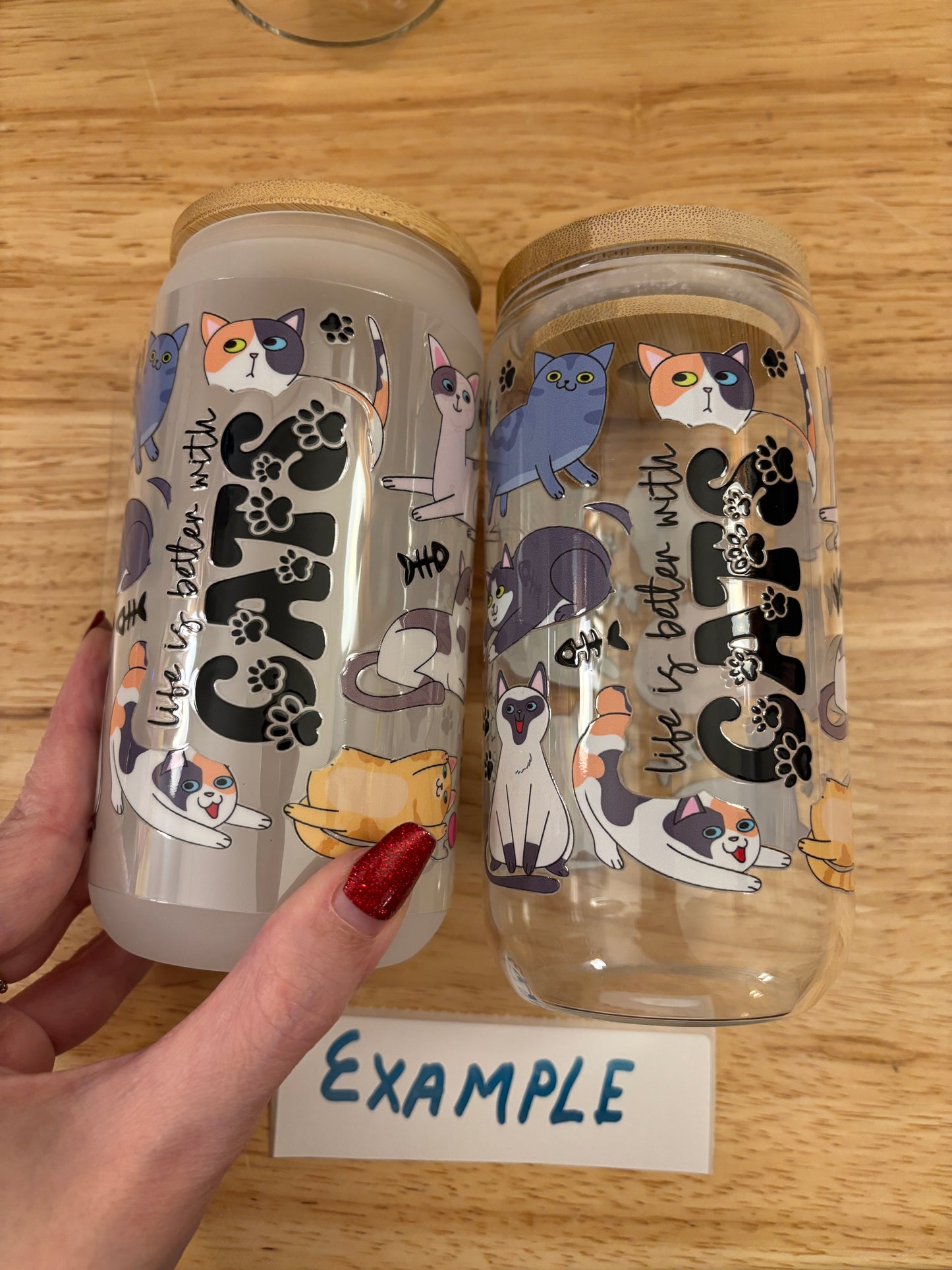 Cat Face Glass Tumbler, Clear or Frosted Tumblers option