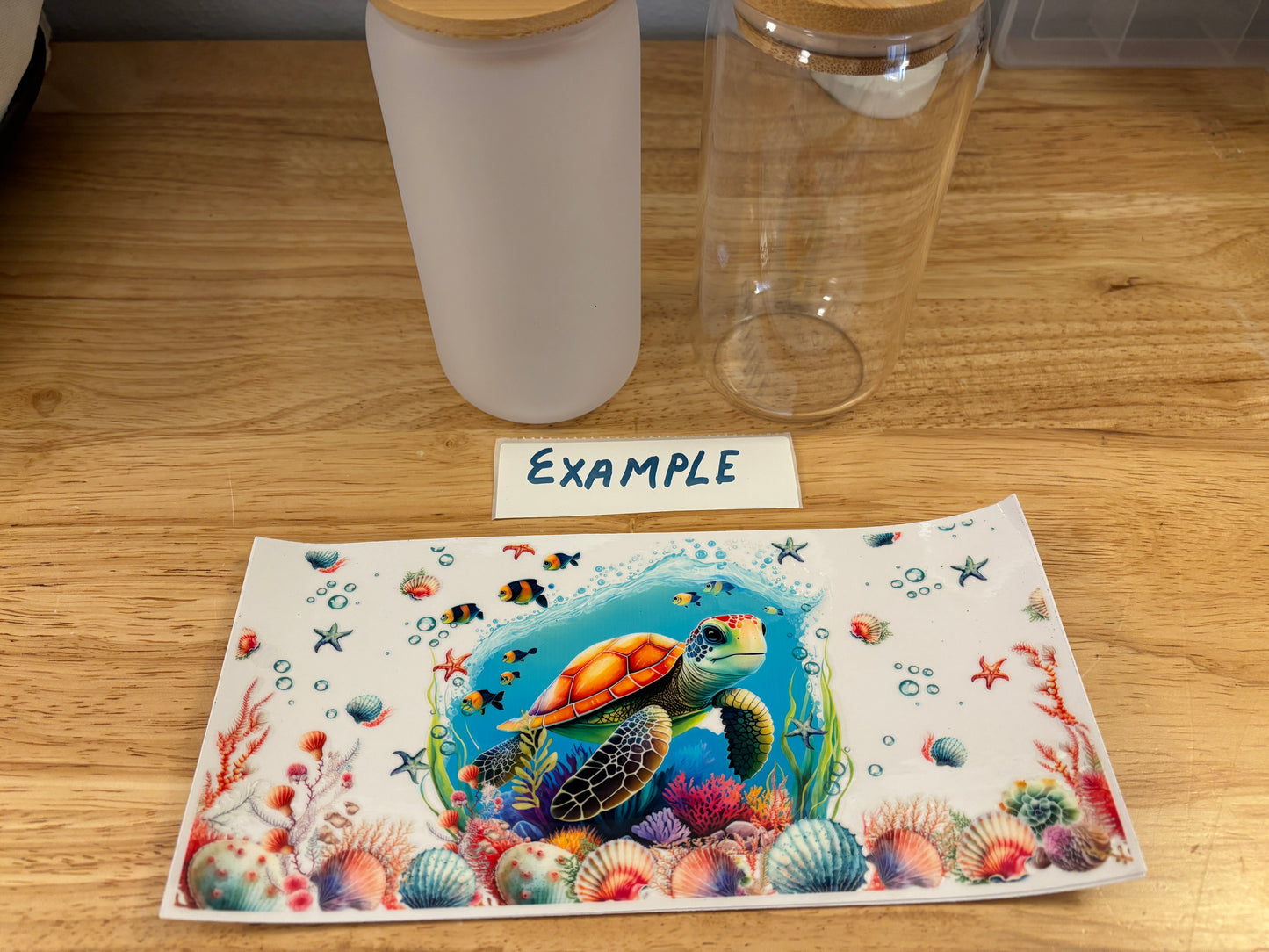 Cute Sea turtle Glass Tumbler, Clear or Frosted Tumblers option