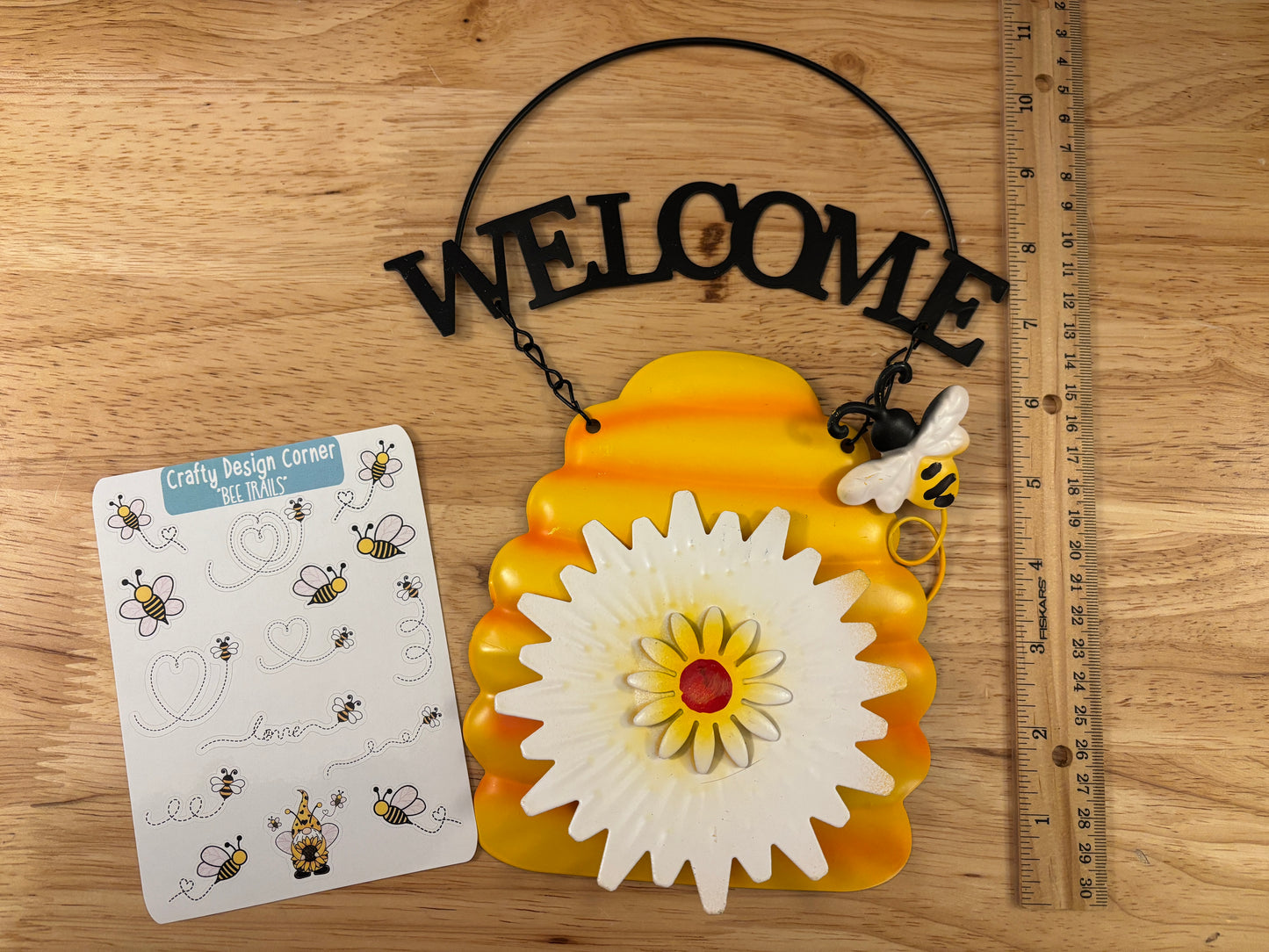 Welcome Bee Hive sign with Sticker Sheet bundle