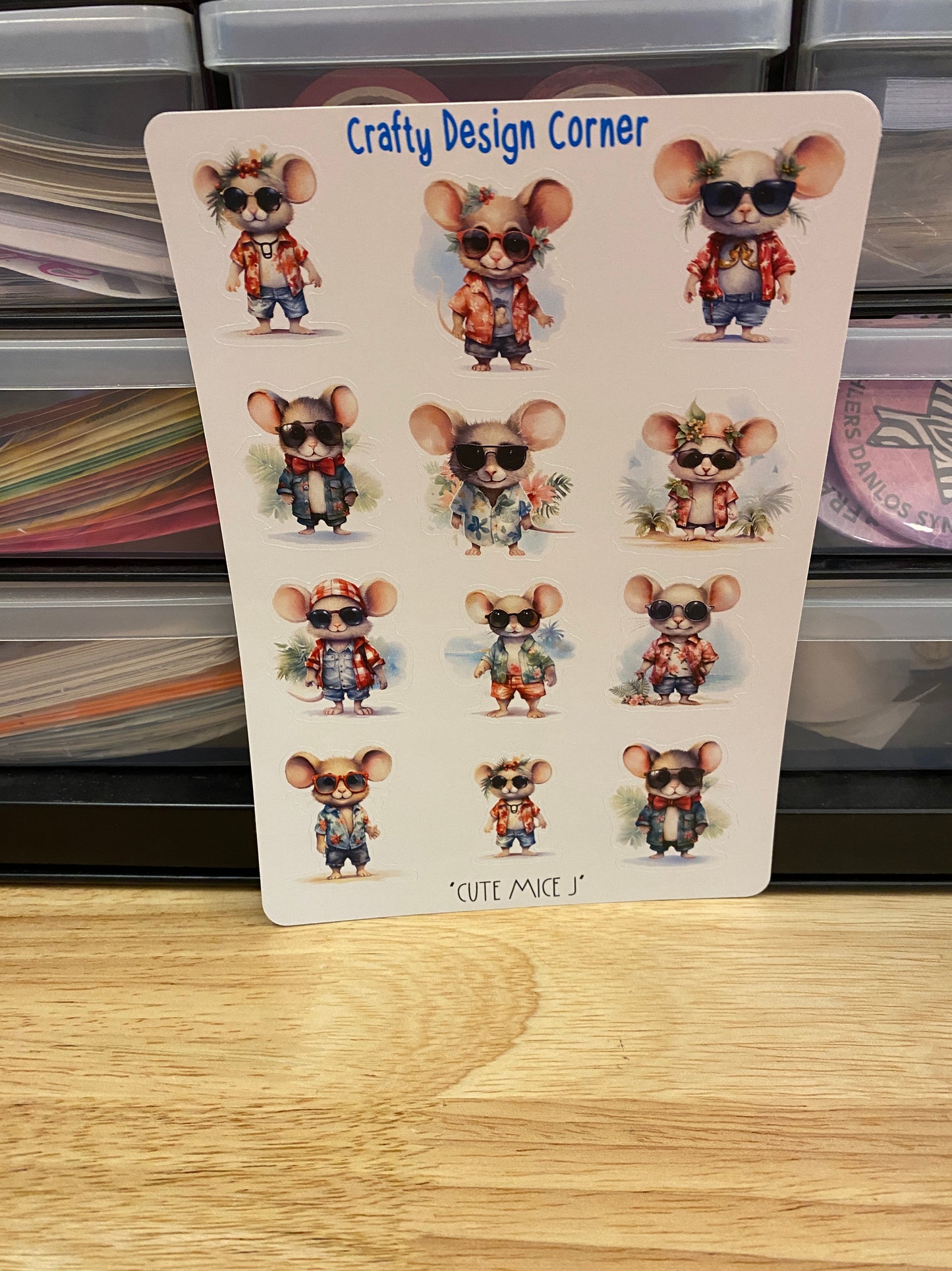 Cute Mice in Sunglasses Stickers, Dressed Mice Sticker Sheet, Cute Mice Sticker Sheet