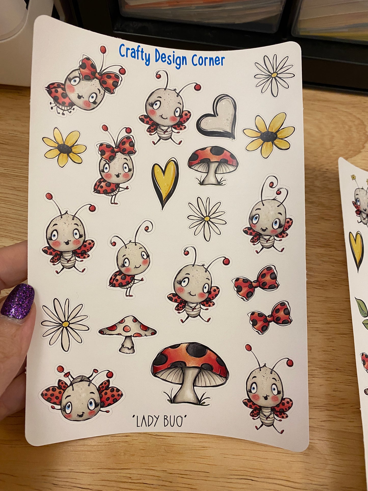 2 sheets of Lady Bug Stickers, ladybug stickers with flowers
