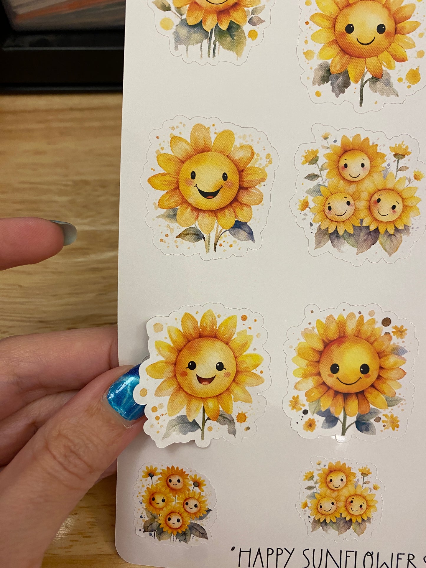 Cute Yellow Sunflowers Stickers, Sunflower with faces Sticker, Sunflower sticker sheet