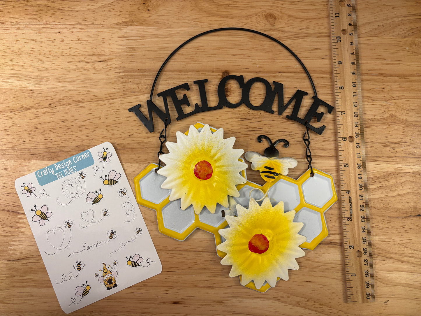 Honeycomb Welcome sign with Sticker Sheet bundle