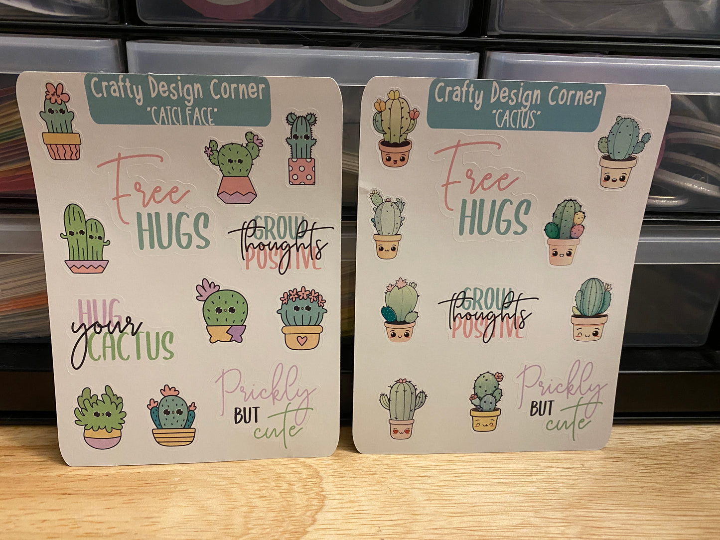 Two Sheets of Cute Cactus Face Stickers, Cactus with faces Sticker SHEET, Planner Sticker, Kawaii Cactus Sticker Sheet , Cactus Stickers, Kawaii Cactus Sticker Sheet
