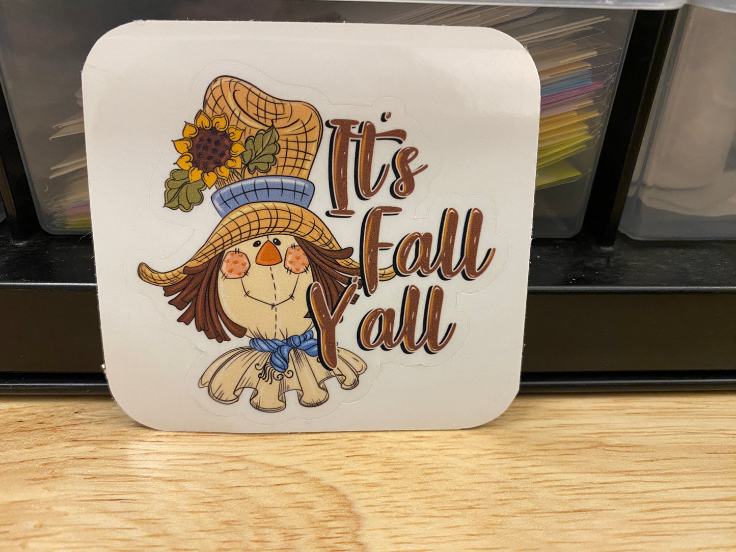 Its Fall yall STICKER, Autumn Sticker, Holographic option, Cute Fall Gnome Design Sticker, Gnomie Love Fall design