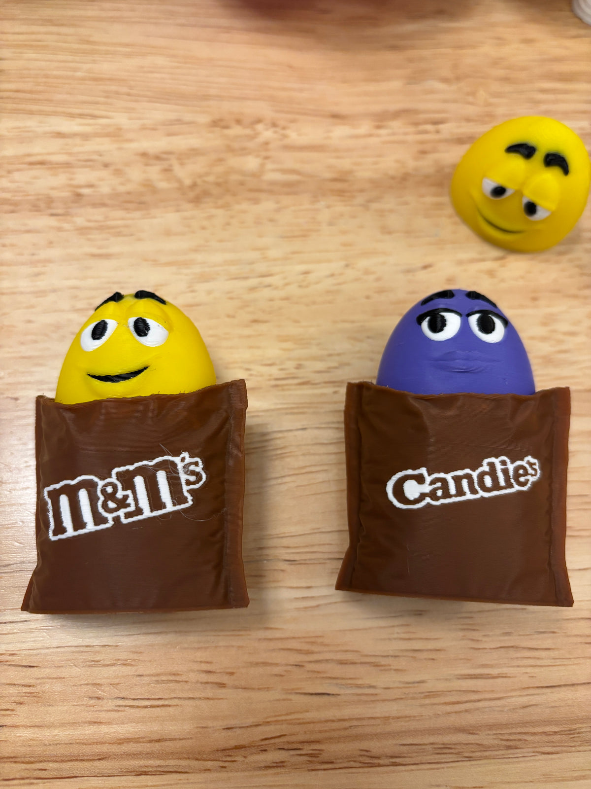 Clicky M n M Clicky Key chain, 3D printed M & M keychain, Clicky Keychain,