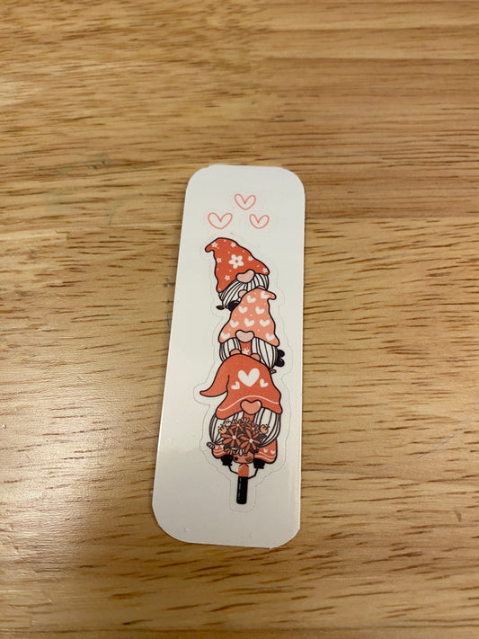 Pink Love Gnome on Bike STICKER, Holographic option, Cute Love Design Sticker, Gnomie Love design