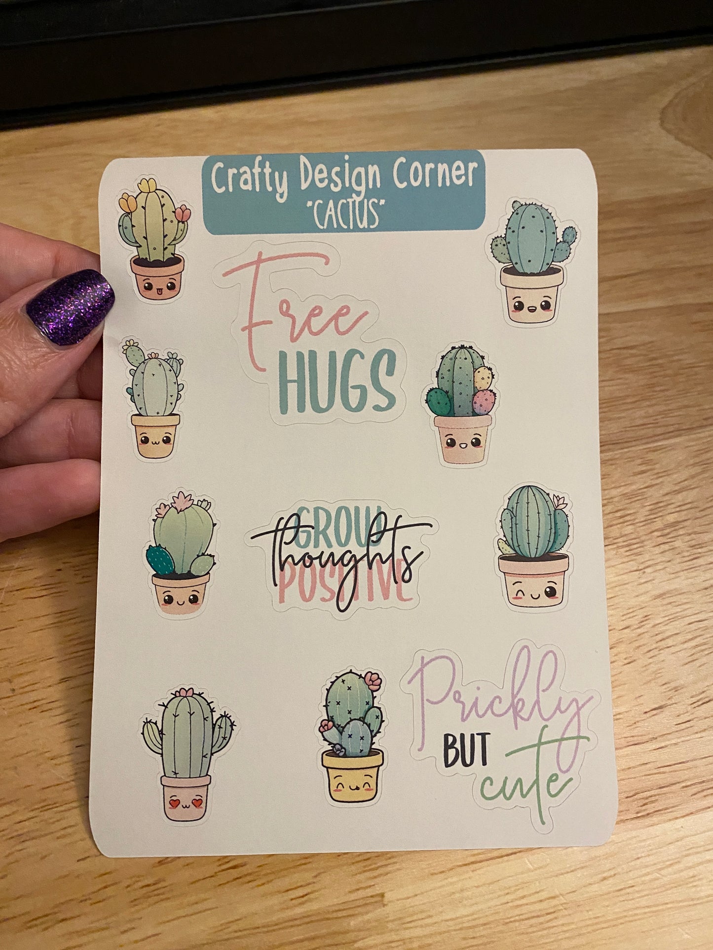 Cute Cactus Face Stickers Planner Sticker Sheet, Cactus Stickers, Kawaii Cactus Sticker Sheet