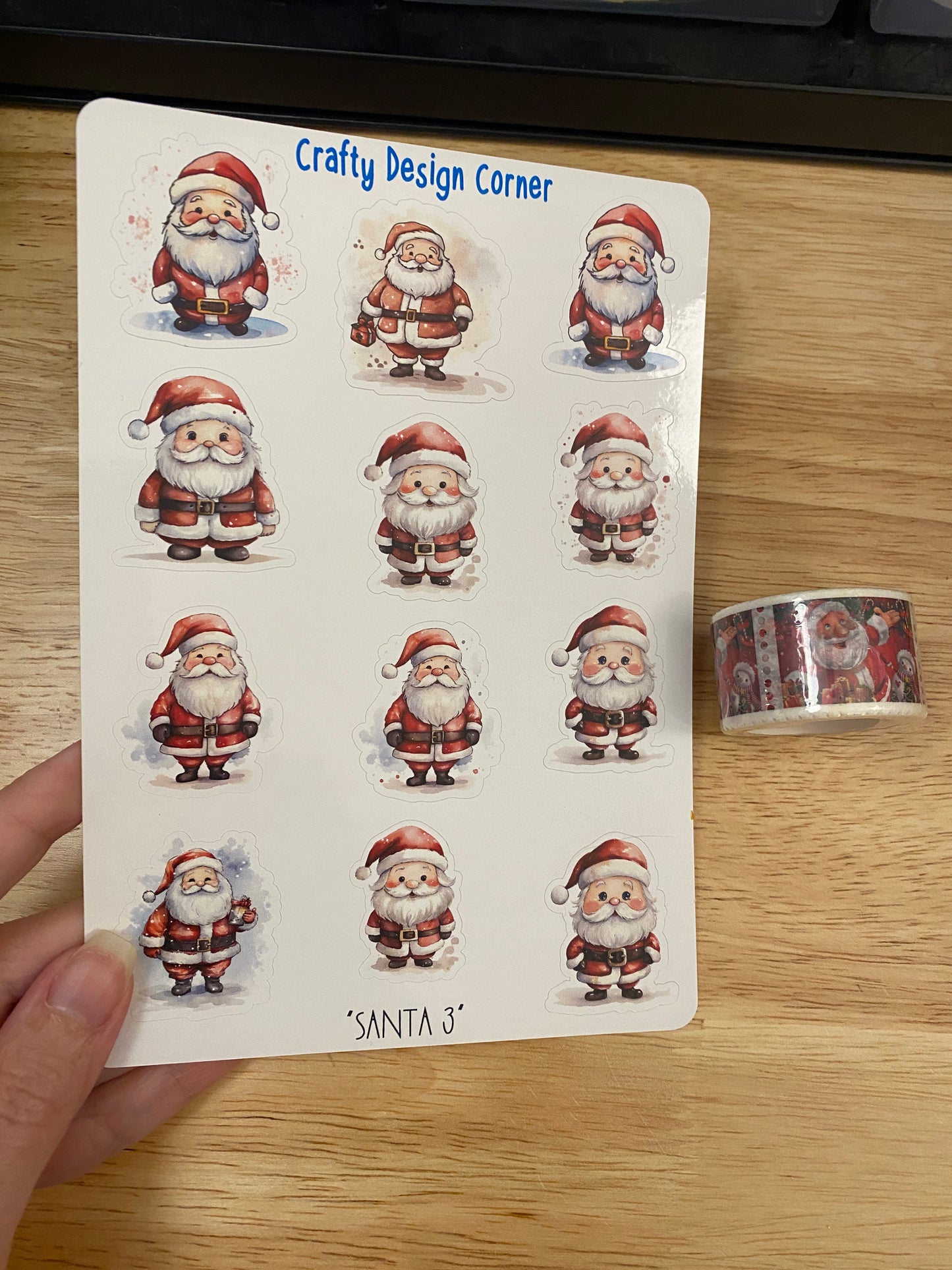 Bundle duo Santa Sticker Sheet and Santa Stamp Washi tape, Santa sheet, Stamp washi tape