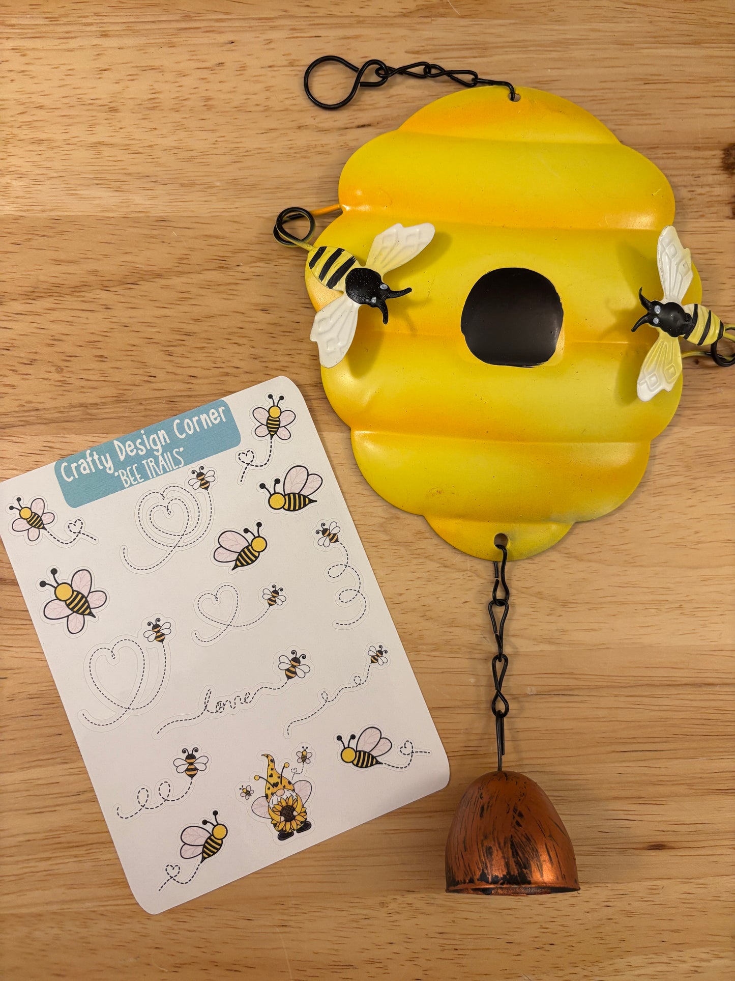 Bee Hive with bell and Sticker Sheet bundle