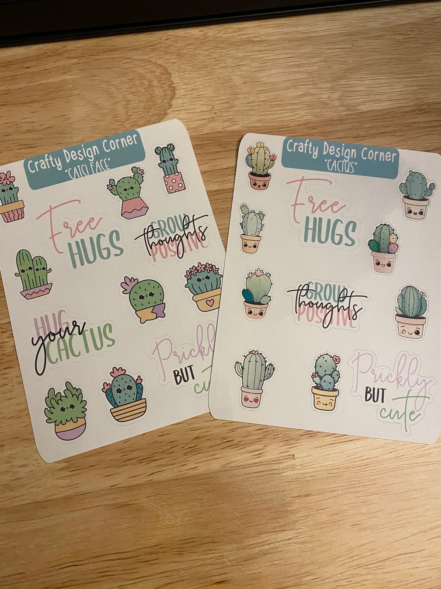 Two Sheets of Cute Cactus Face Stickers, Cactus with faces Sticker SHEET, Planner Sticker, Kawaii Cactus Sticker Sheet , Cactus Stickers, Kawaii Cactus Sticker Sheet