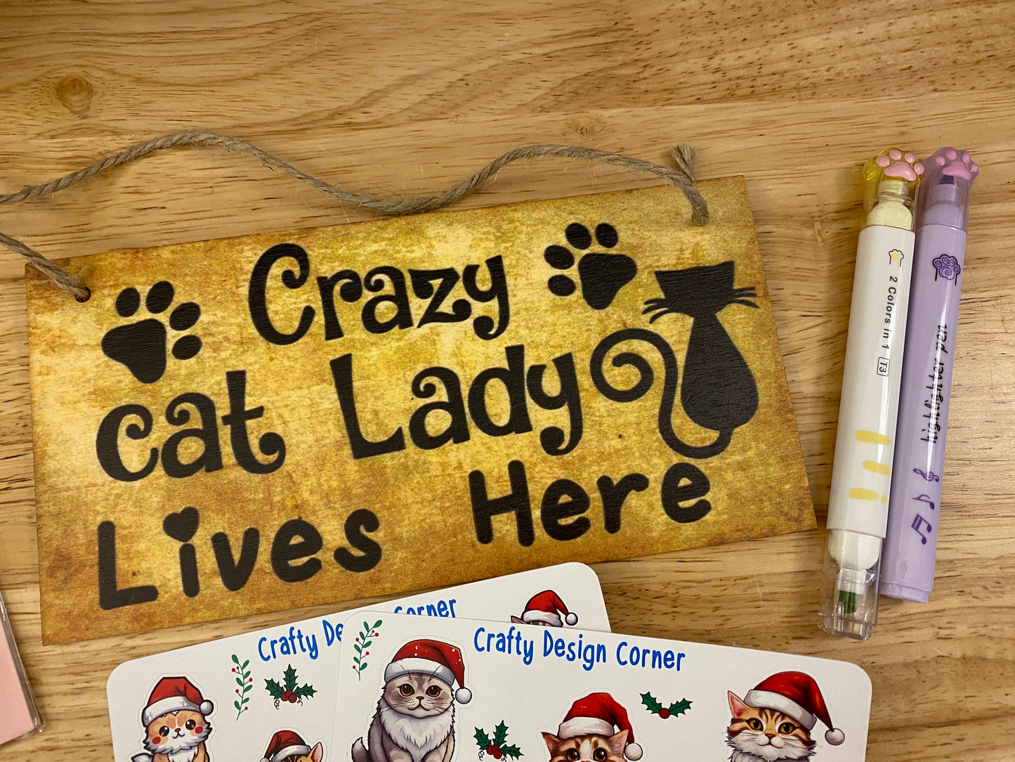 10 Piece Cat Gift Bundle, Stationary Cat Bundle, Crazy Cat Lady sign bundle, Sticker, Bookmark, Crazy Cat Sign, Washi Tape Cat, Cat Gifts