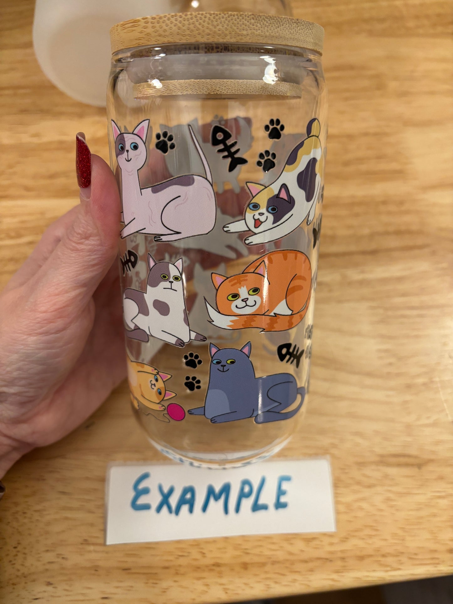 Cat Face Glass Tumbler, Clear or Frosted Tumblers option