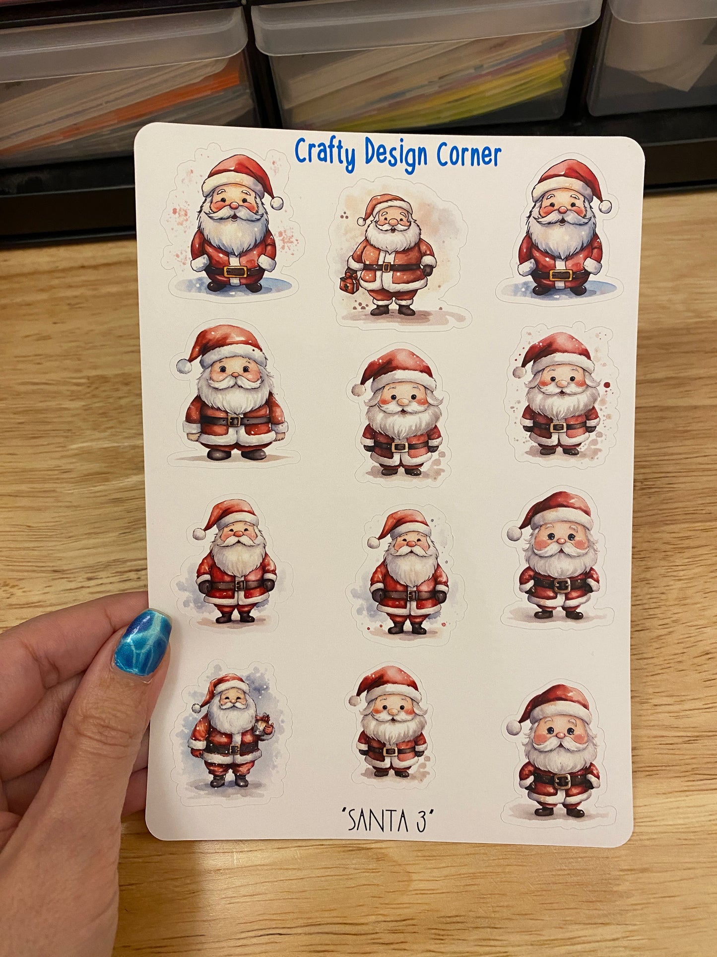 Cute Santa Stickers, Christmas Sticker Sheet, Christmas Stickers, Santa sheet