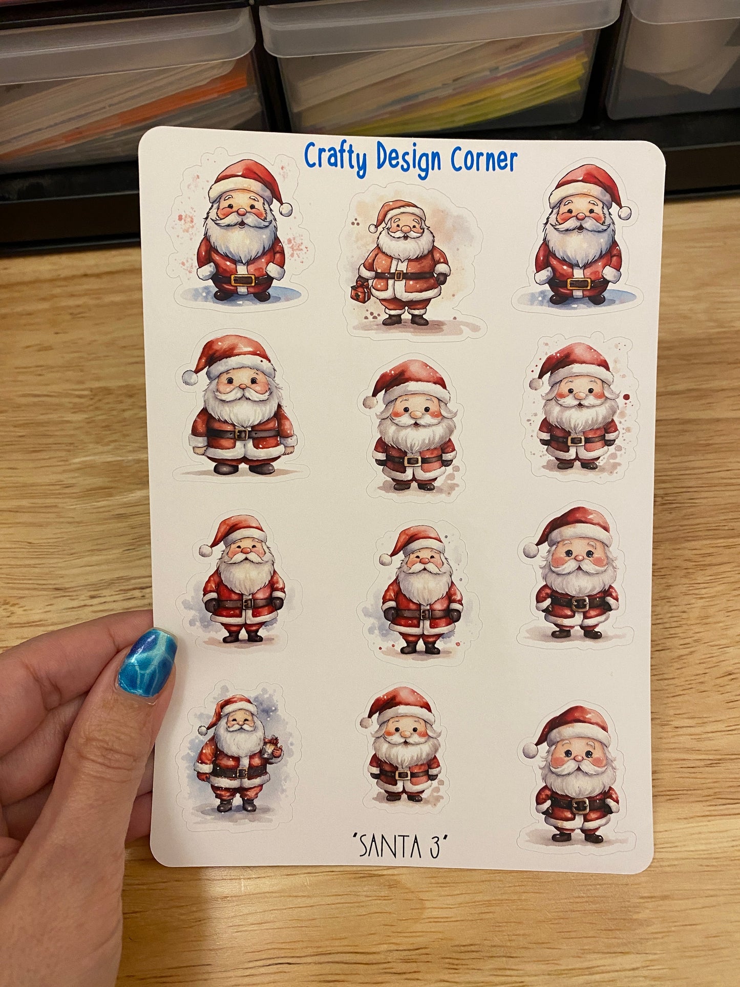 Bundle duo Santa Sticker Sheet and Santa Stamp Washi tape, Santa sheet, Stamp washi tape
