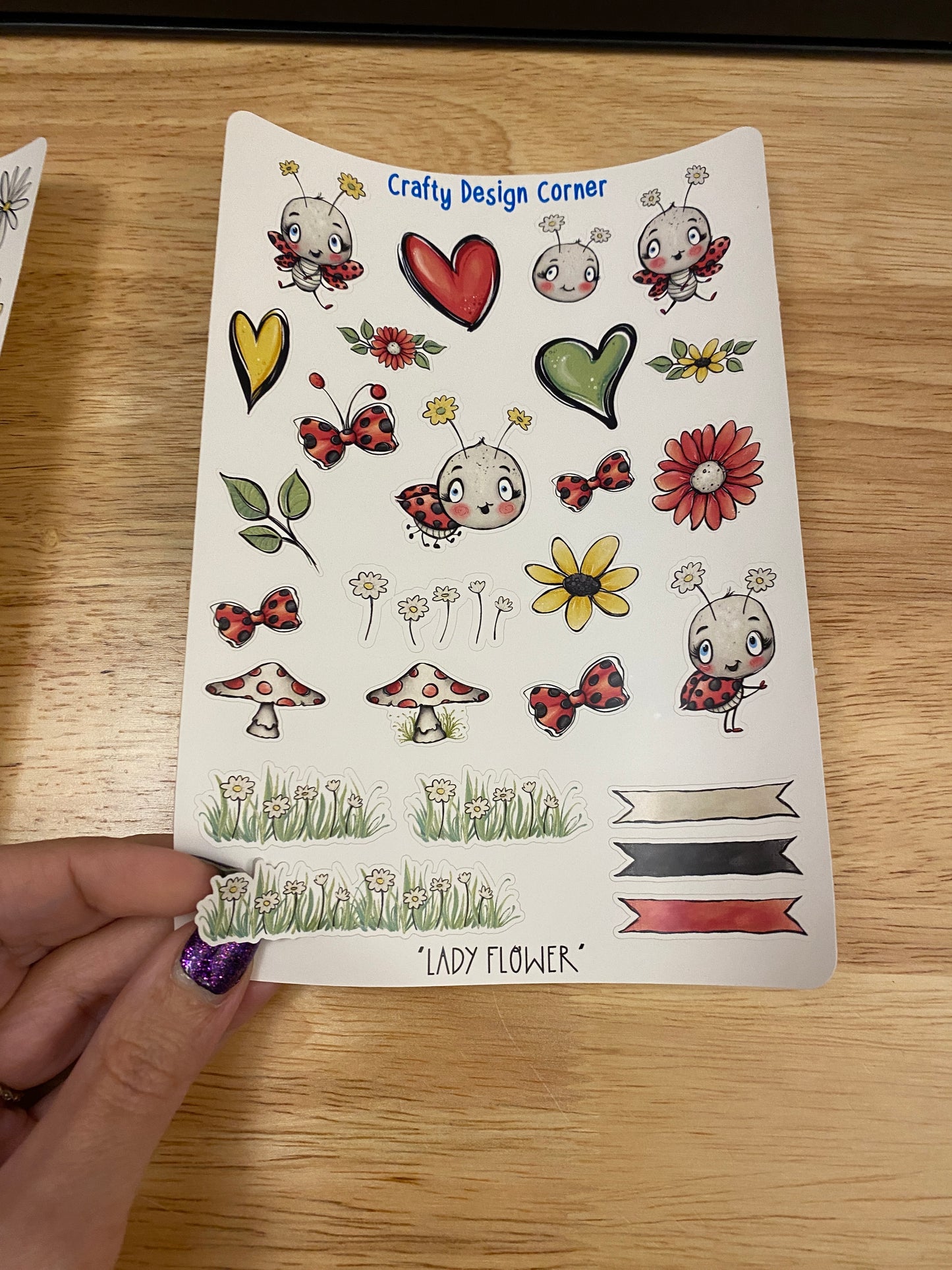 2 sheets of Lady Bug Stickers, ladybug stickers with flowers