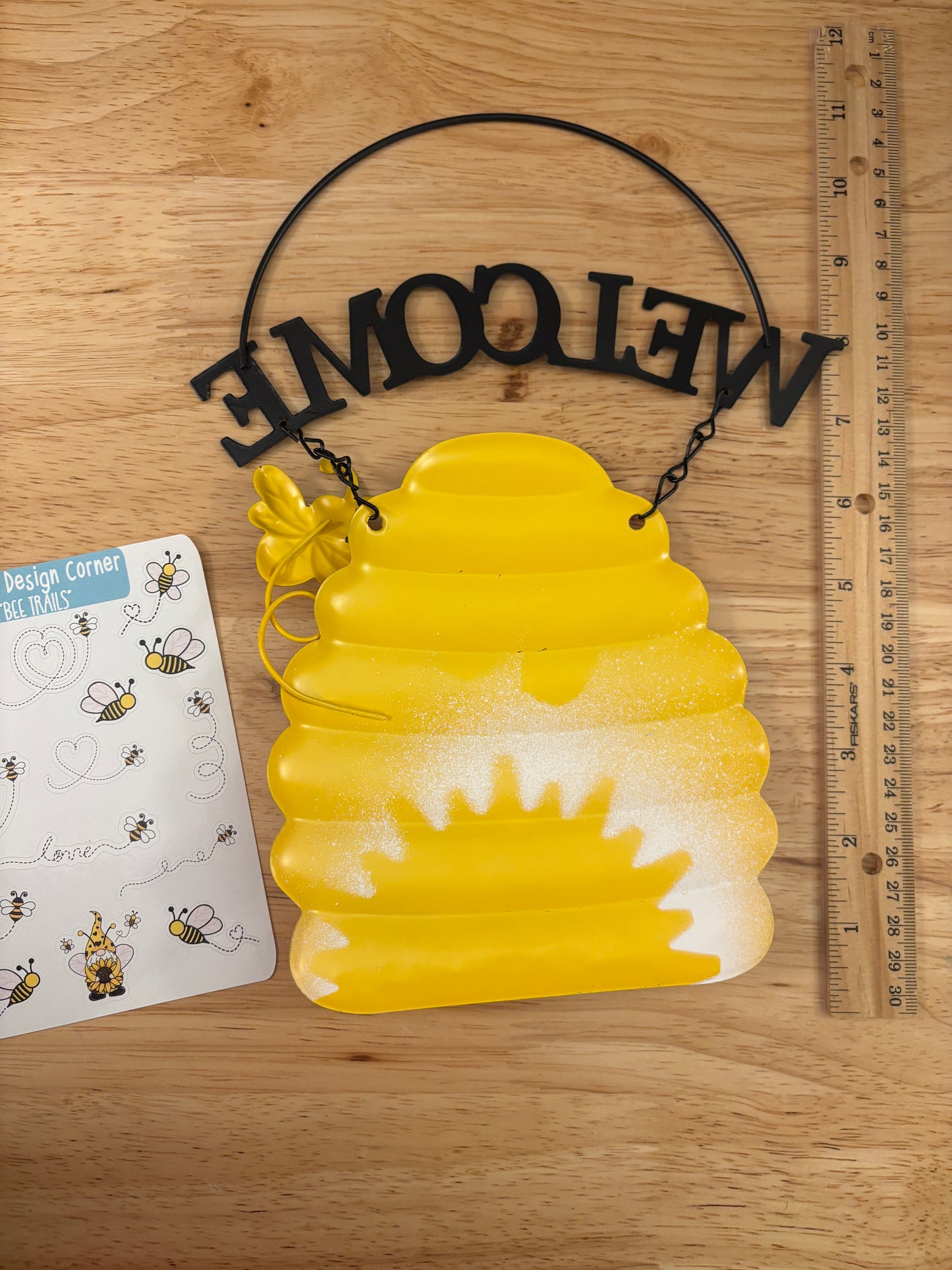 Welcome Bee Hive sign with Sticker Sheet bundle