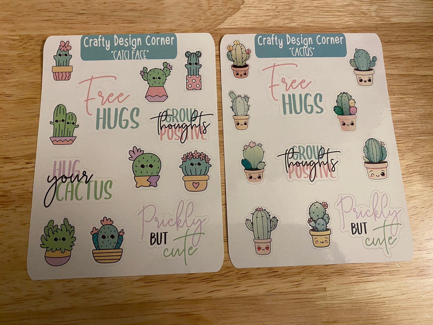 Two Sheets of Cute Cactus Face Stickers, Cactus with faces Sticker SHEET, Planner Sticker, Kawaii Cactus Sticker Sheet , Cactus Stickers, Kawaii Cactus Sticker Sheet