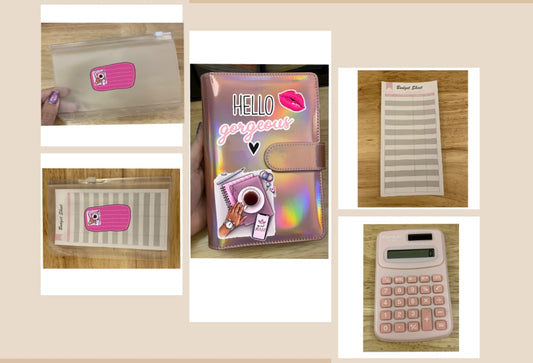 Gorgeous Girl Binder, Cash Envelops and Calculator, Budget Binder with 4 Cash Envelops, Girl Boss Budget Binder, Budget Binder, A6 Binder