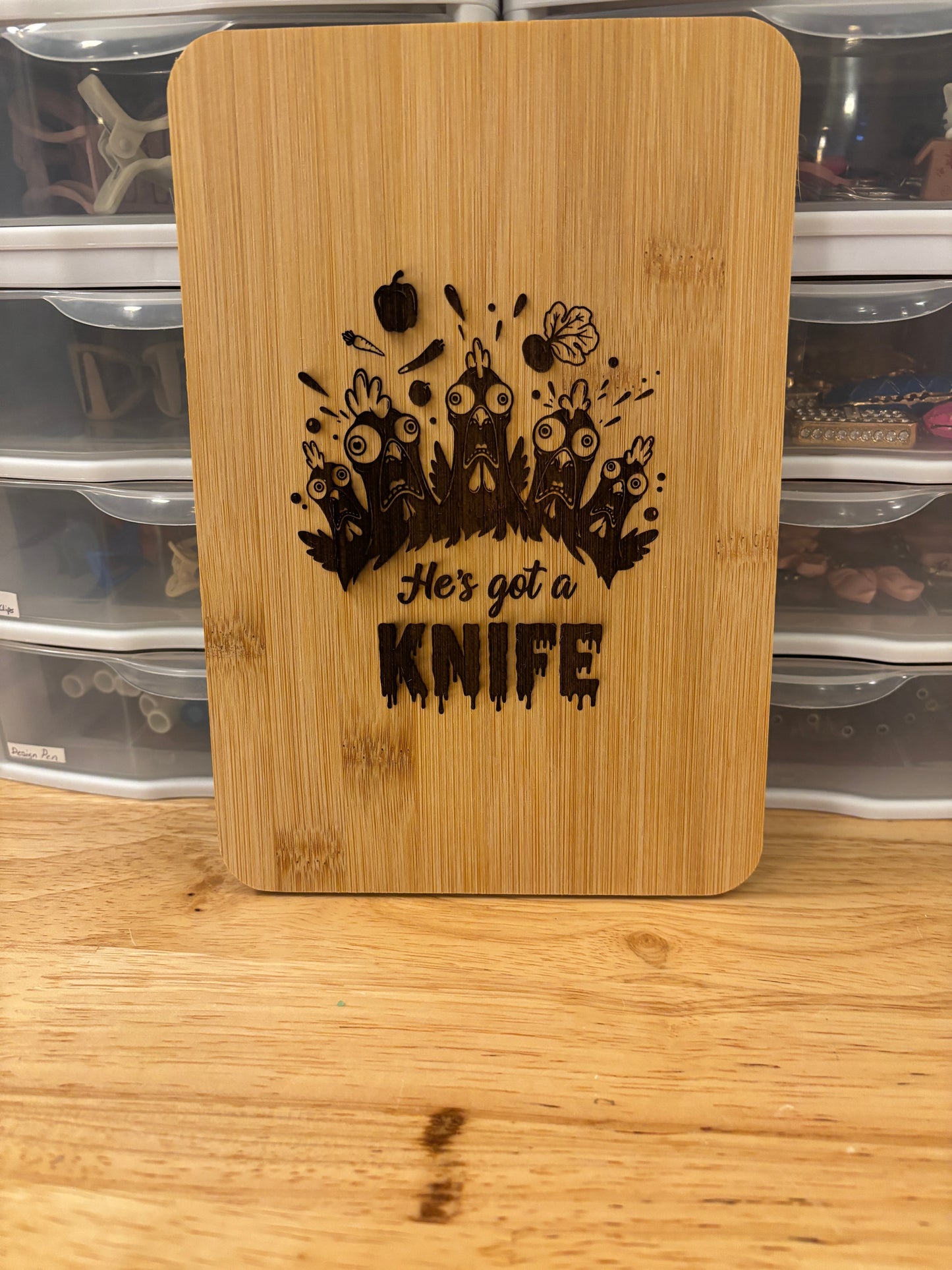 She’s got a knife cutting board