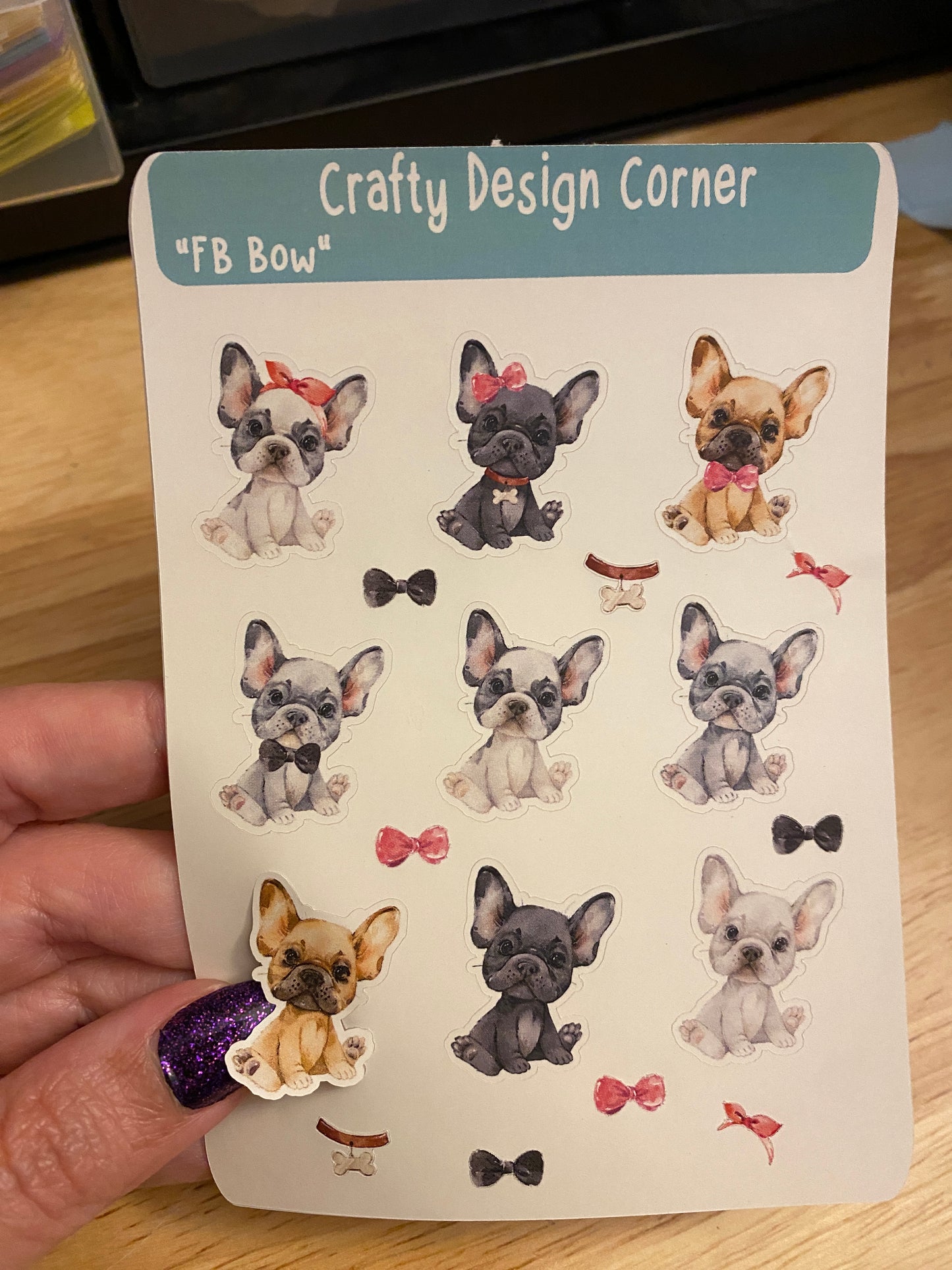 1.1" French Bulldog with decorations STICKERS