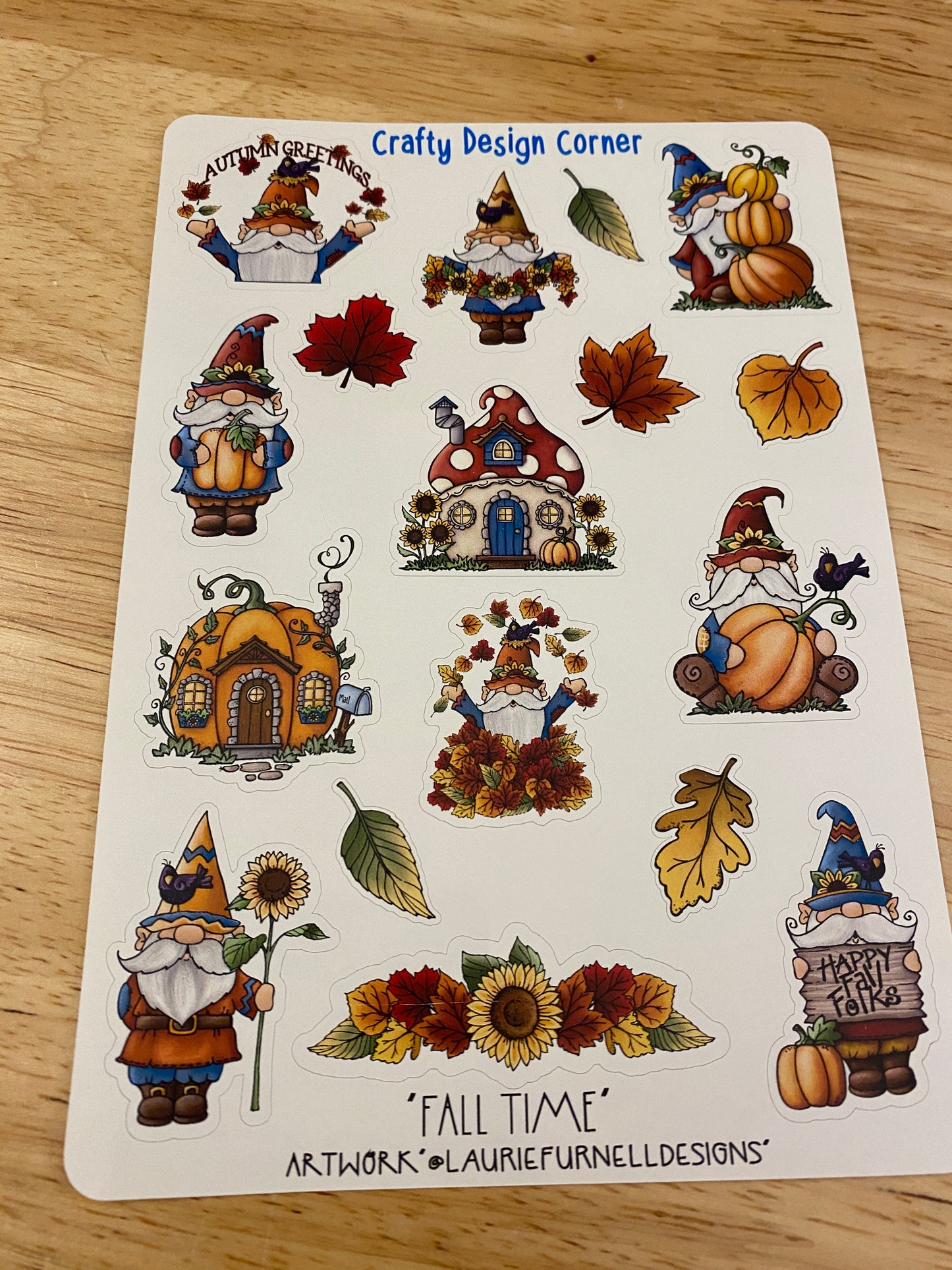 Fall Gnome Sticker Sheet, Fall Leaves Stickers, Sunflower sticker, Fall Sunflower with Gnome Stickers