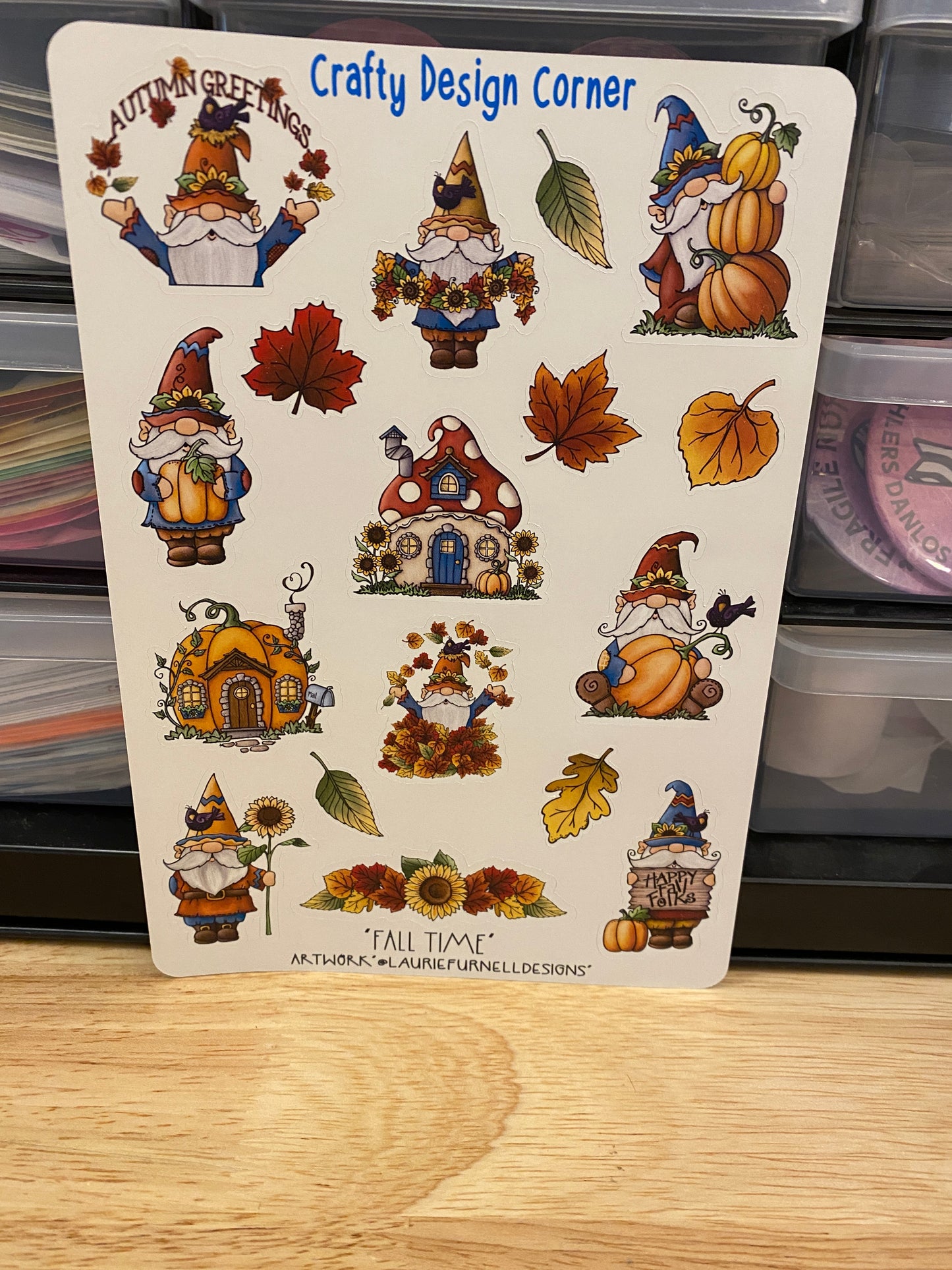 Fall Gnome Sticker Sheet, Fall Leaves Stickers, Sunflower sticker, Fall Sunflower with Gnome Stickers