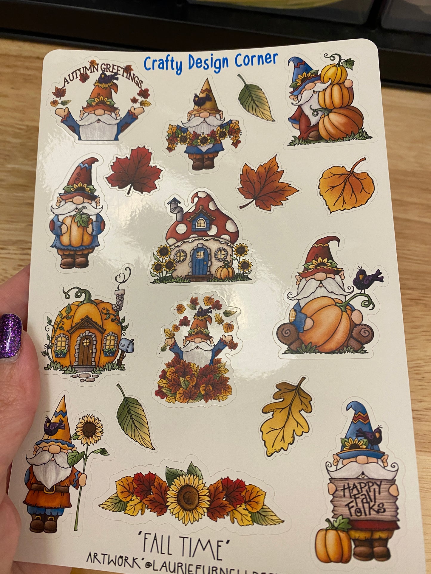 Fall Gnome Sticker Sheet, Fall Leaves Stickers, Sunflower sticker, Fall Sunflower with Gnome Stickers