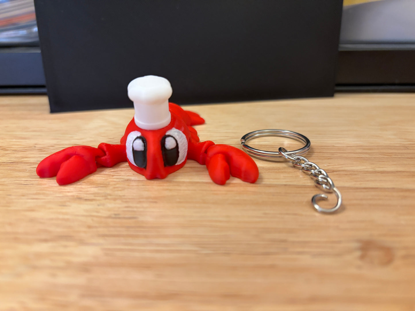 Flexi Lobster Key chain, 3D printed keychain, Chef lobster keychain, Flexi Lobster Keychain
