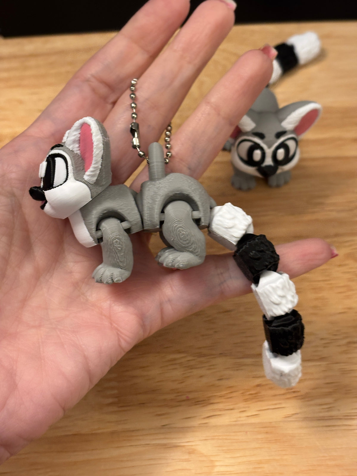Lemur keychain, Big Eye Lemur Keychain, 3d printed keychain Lemur, Cute Keychain