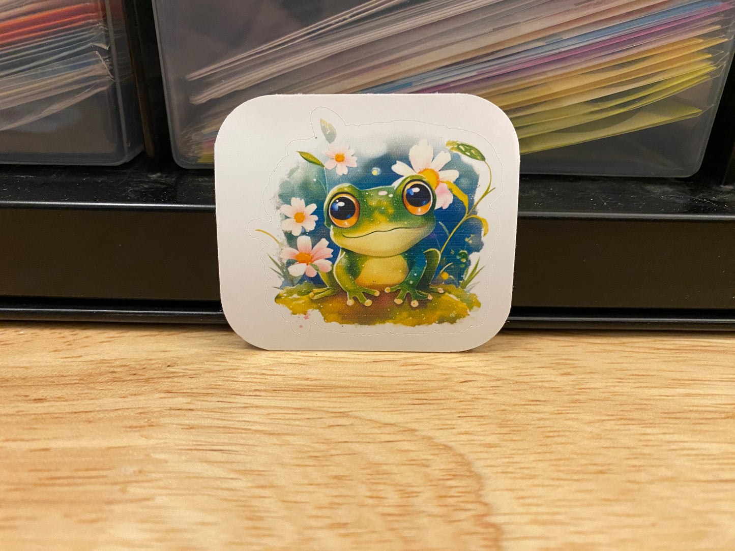 Cute Green Frog in Meadow Sticker