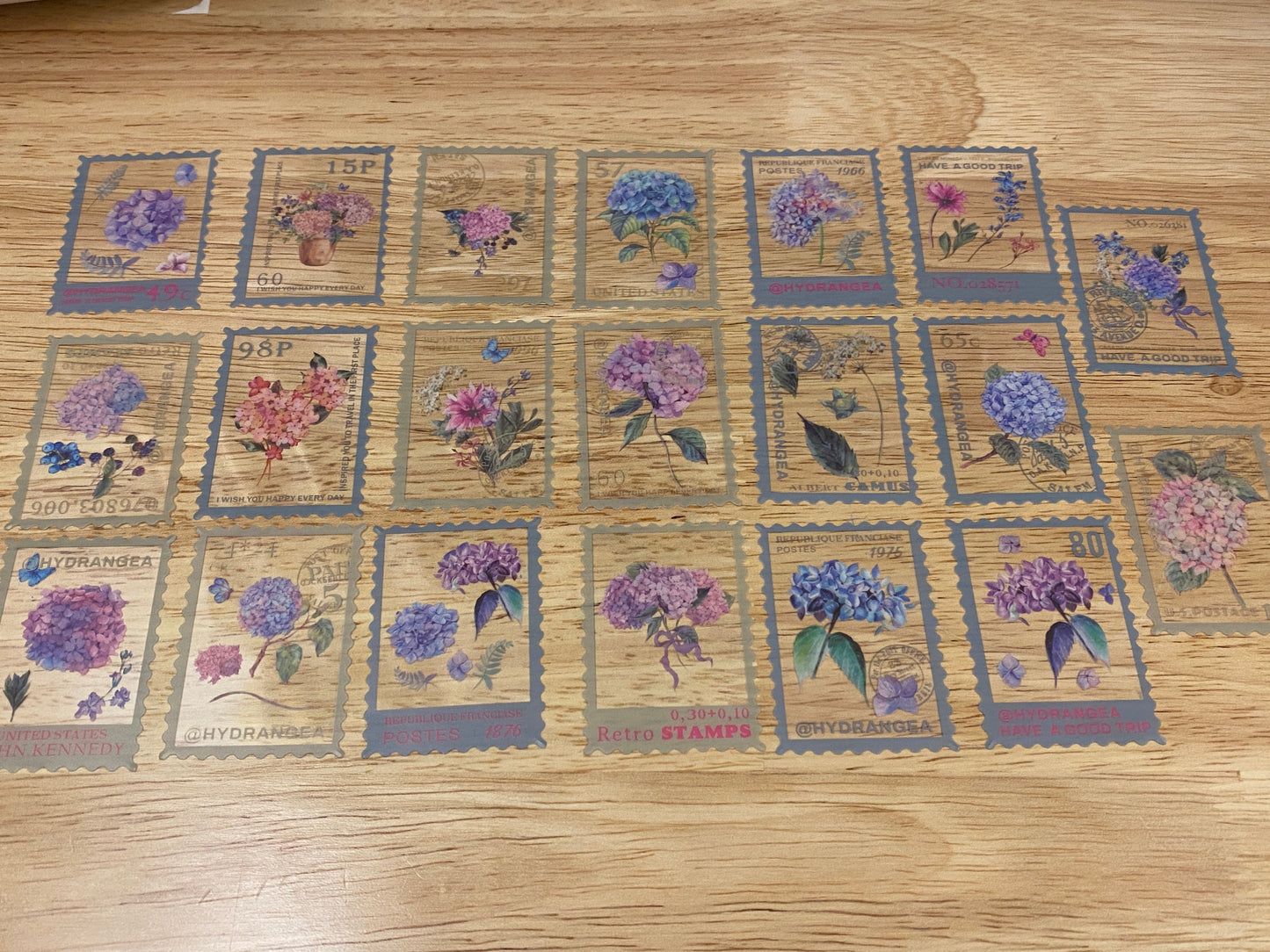 Clear Stamp Hydrangea Stickers PET 20 pieces,