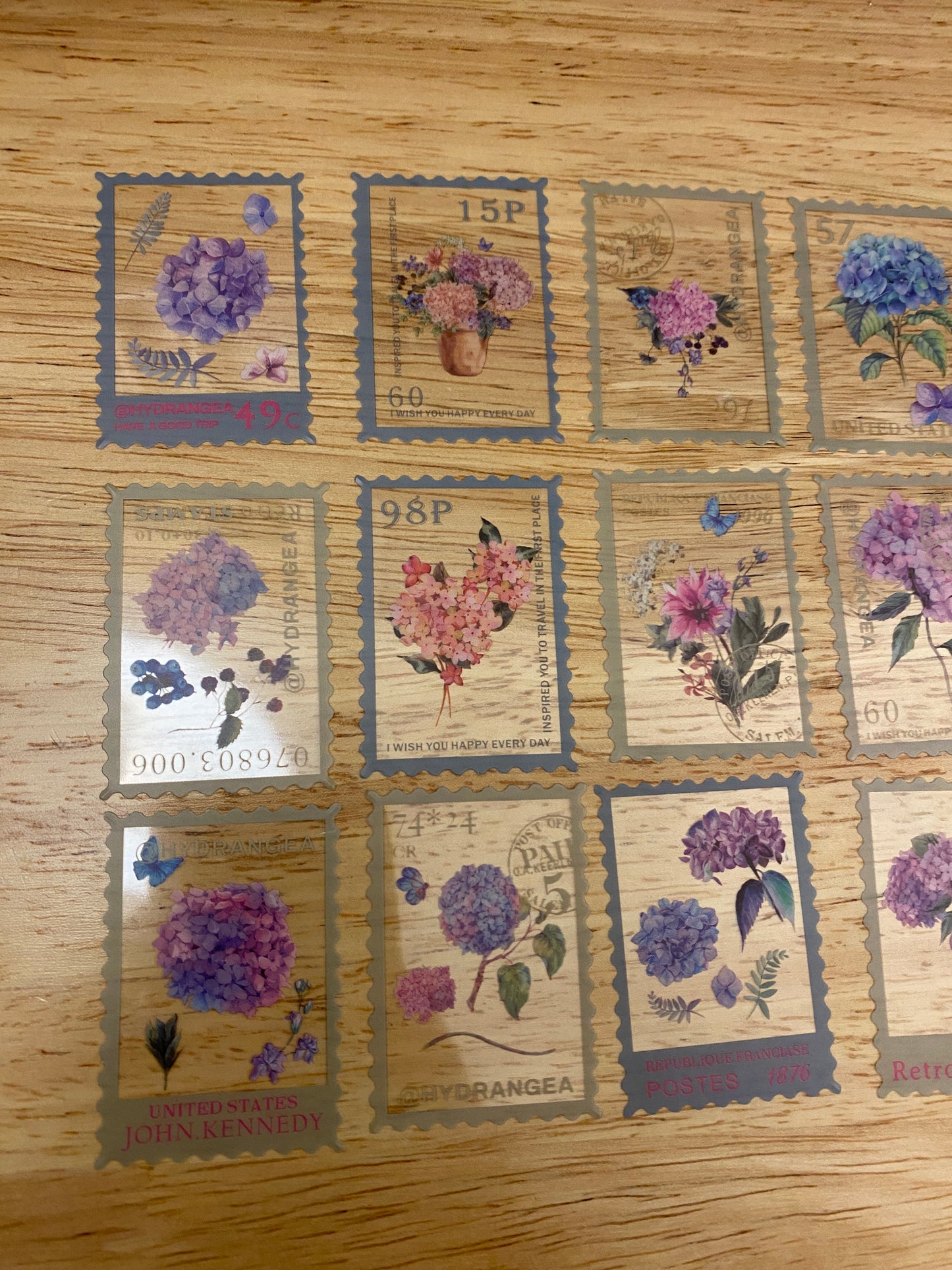 Clear Stamp Hydrangea Stickers PET 20 pieces,