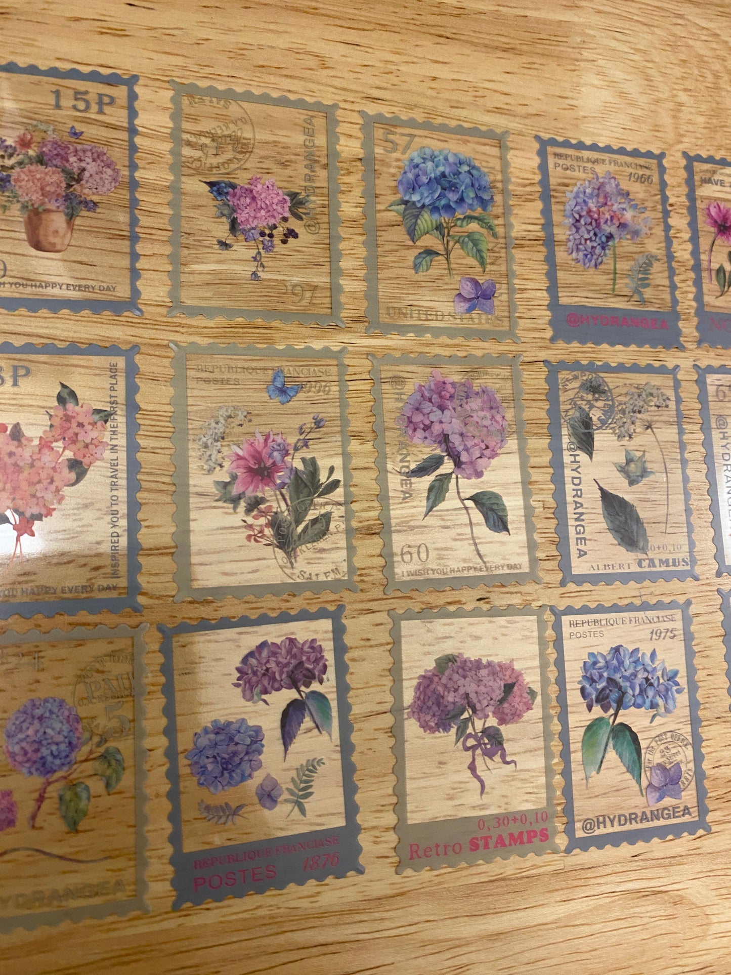 Clear Stamp Hydrangea Stickers PET 20 pieces,