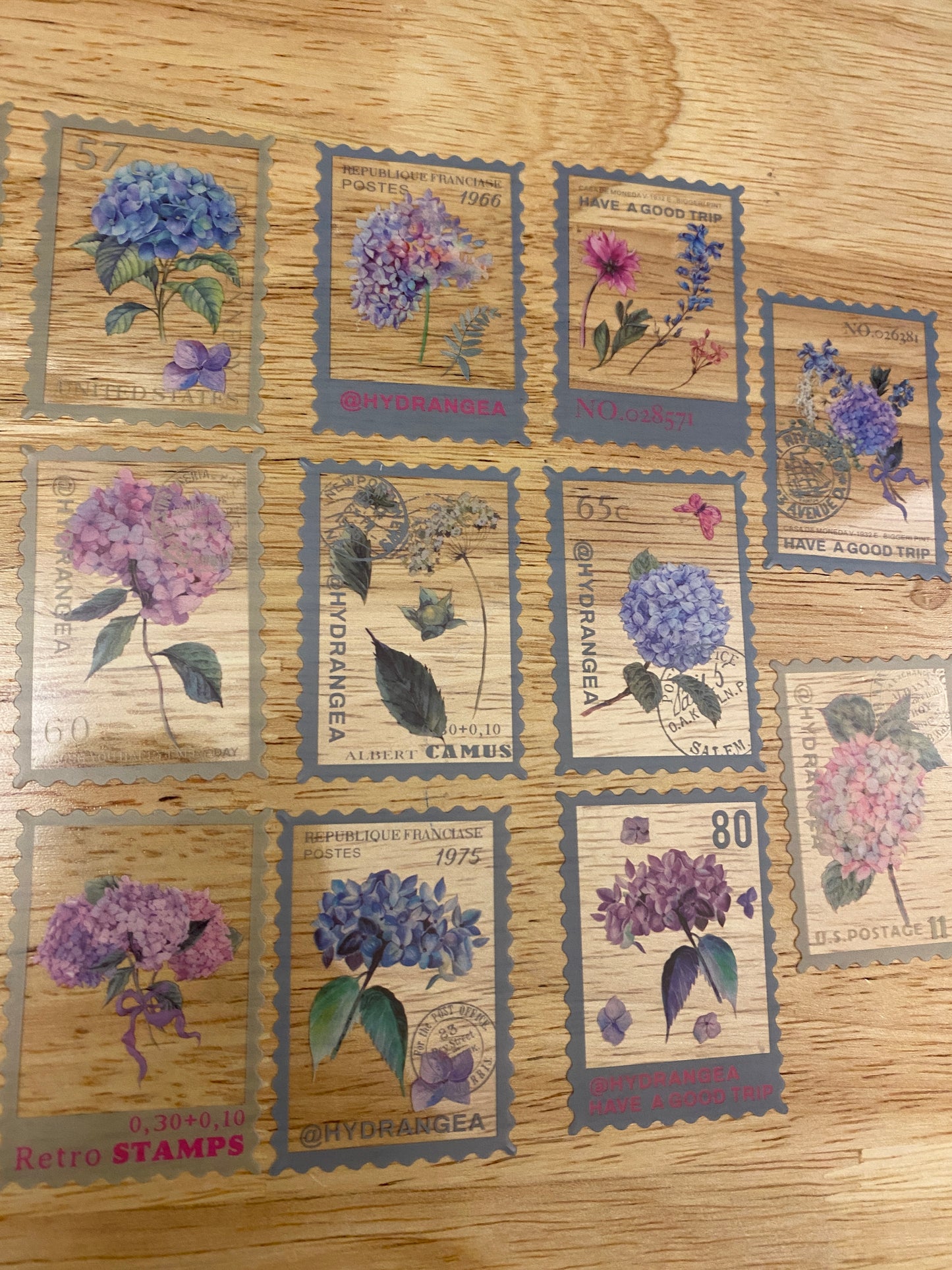 Clear Stamp Hydrangea Stickers PET 20 pieces,