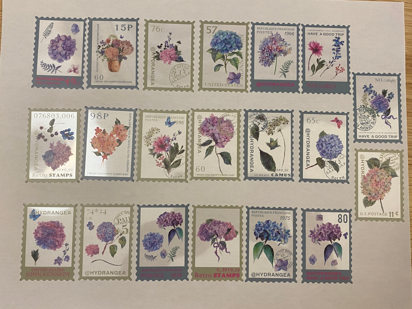 Clear Stamp Hydrangea Stickers PET 20 pieces,
