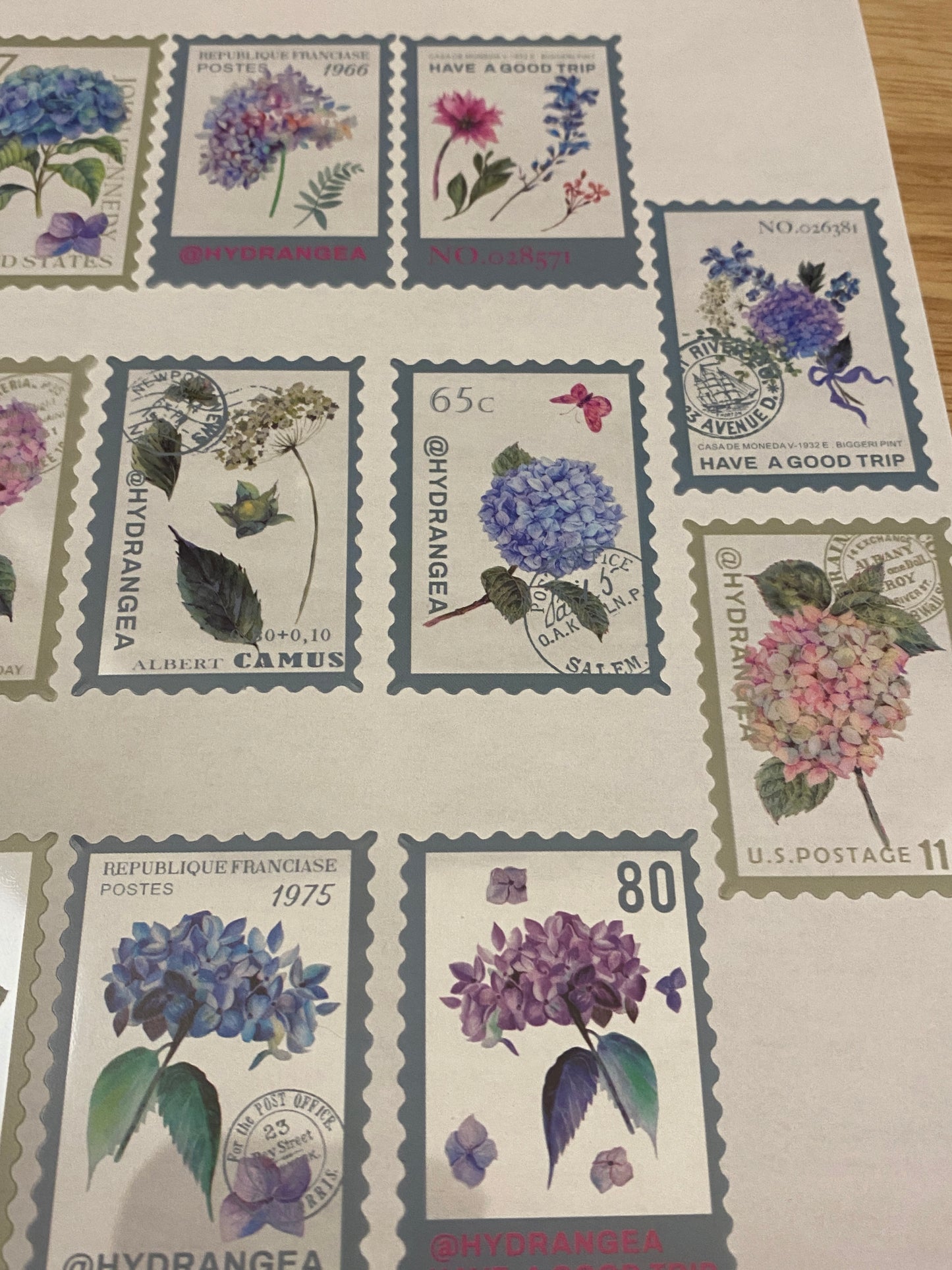 Clear Stamp Hydrangea Stickers PET 20 pieces,