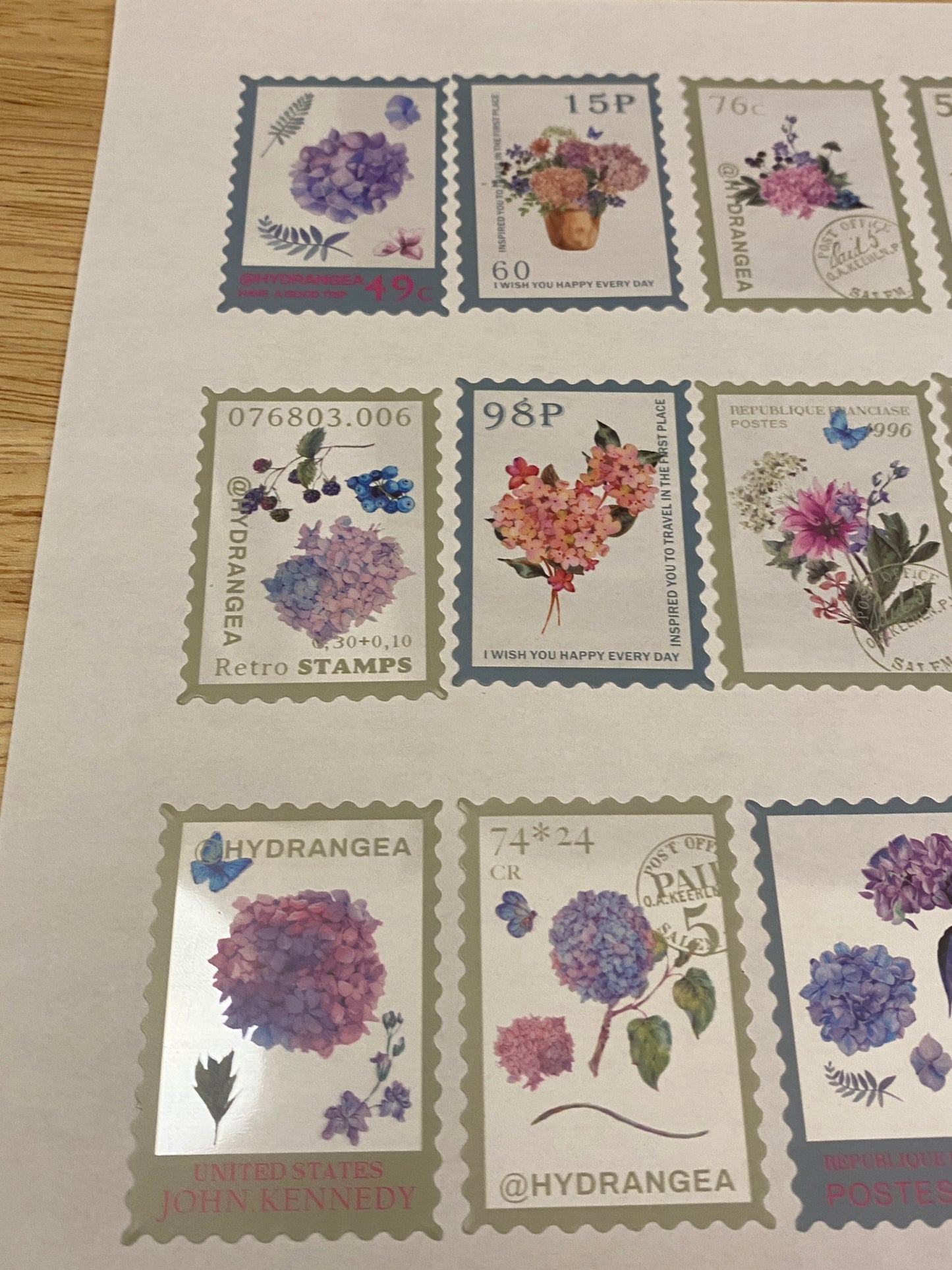 Clear Stamp Hydrangea Stickers PET 20 pieces,