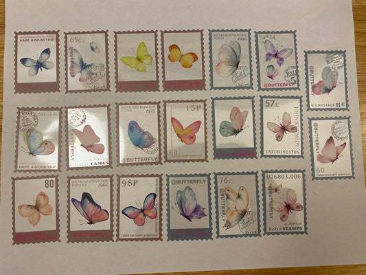 Clear 20 piece Butterfly Stamp Stickers