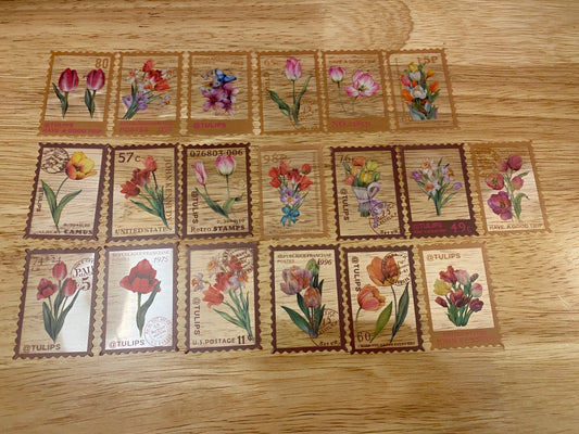 20 piece PET Clear Tulip Stamp Stickers