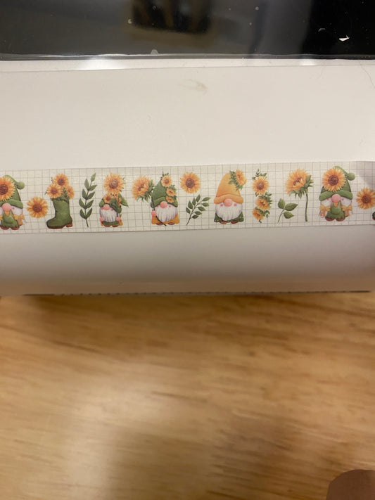 Gnomes with Sunflowers Washi Tapes, Gnome Washi Tape roll, Gnome woth Green Boots with Sunflowers Washi Tape Roll, Sunflowers and Gnomes