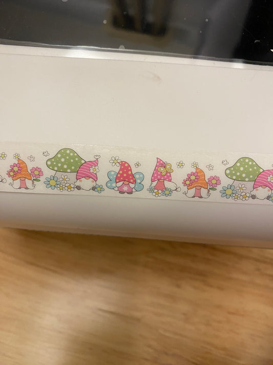 Mushroom Gnomes Washi Tape Big Roll, Gnome with Mushrooms Washi Tape roll, Mushroom washi tape, Cute Gnome Washi Tape
