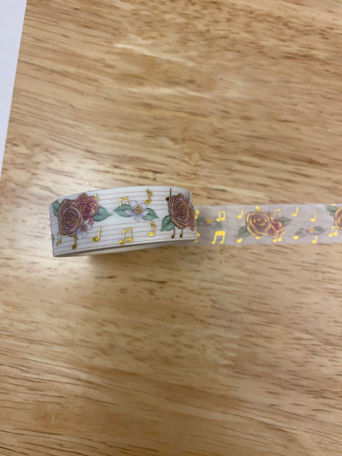 Gold Foil Musical Flowers Washi Tape